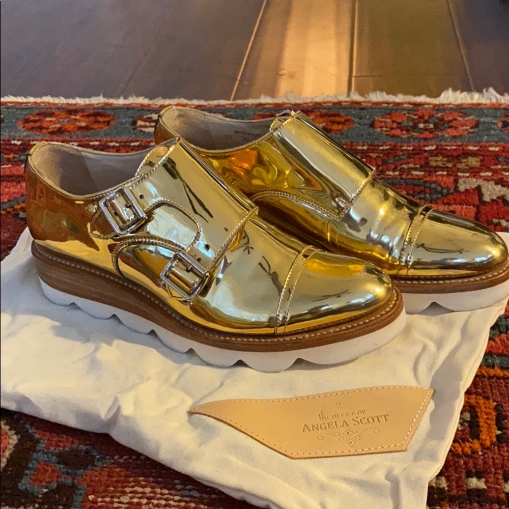 One of a kind Angela Scott Gold Monk Strap